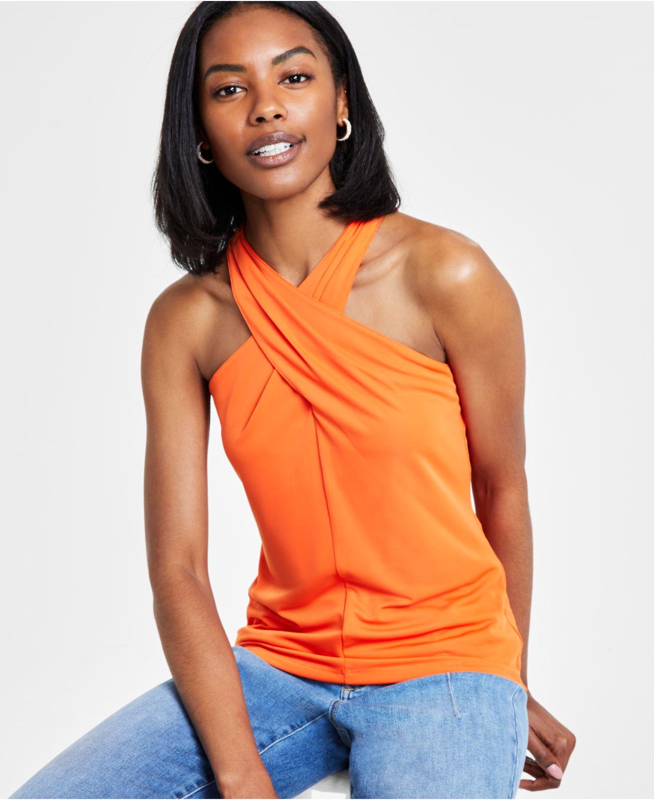 INC International Concepts Crossover Halter Top, Created For Macy's in  Orange | Lyst