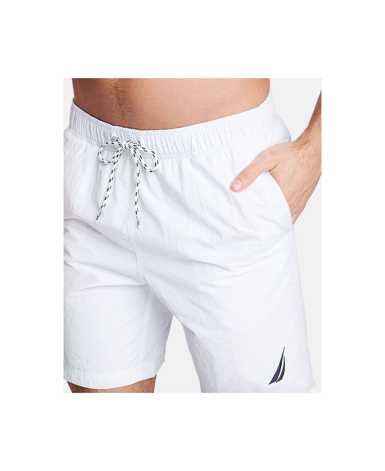 Nautica 8" Solid Swim Trunks in White for Men Lyst