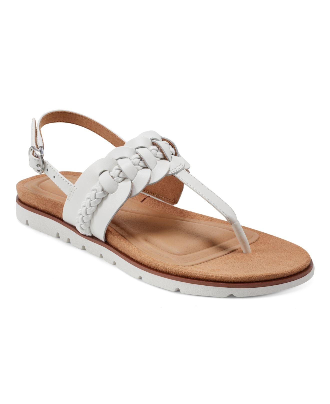 Easy Spirit Elaine Casual T-strap Flat Sandals in White | Lyst