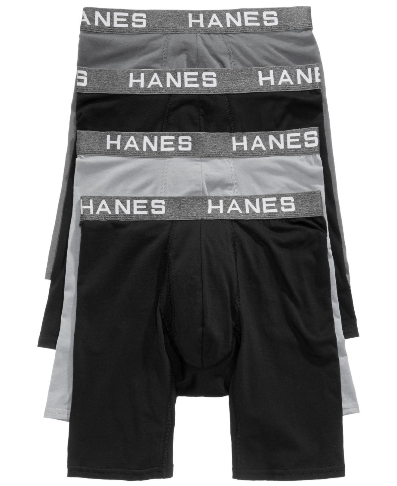 Hanes Cotton 4-pk. Platinum Comfort Flex Fit® Long-line Boxer Briefs in ...