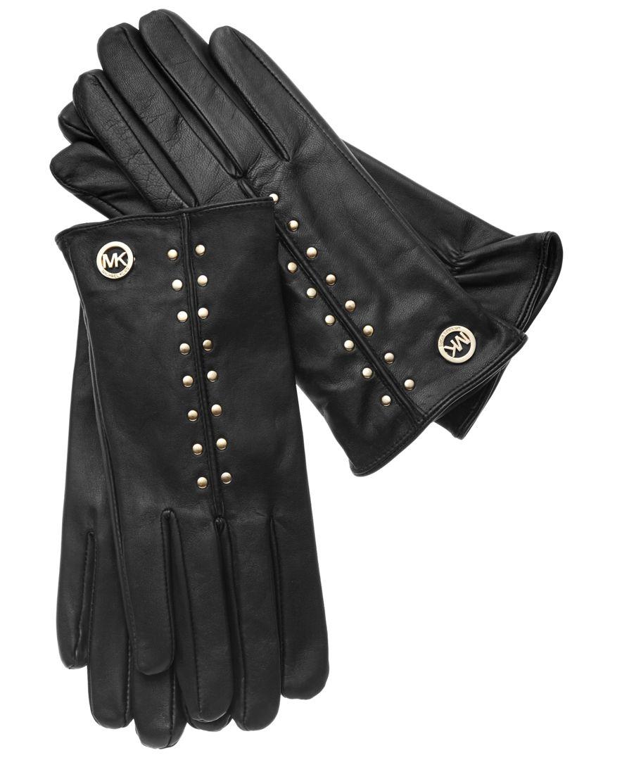 Michael Kors Studded Leather Gloves in 