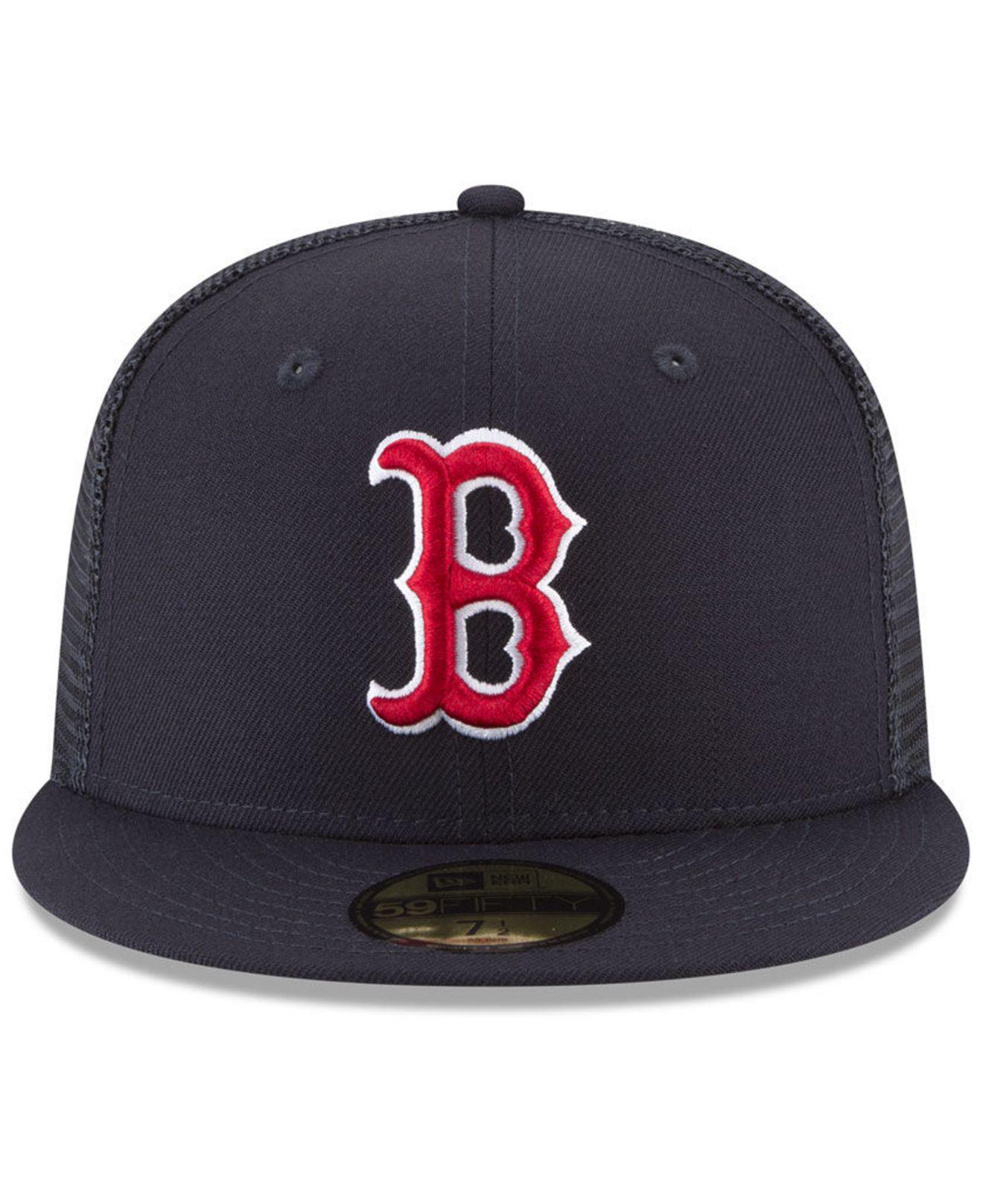 red sox fitted mesh hat