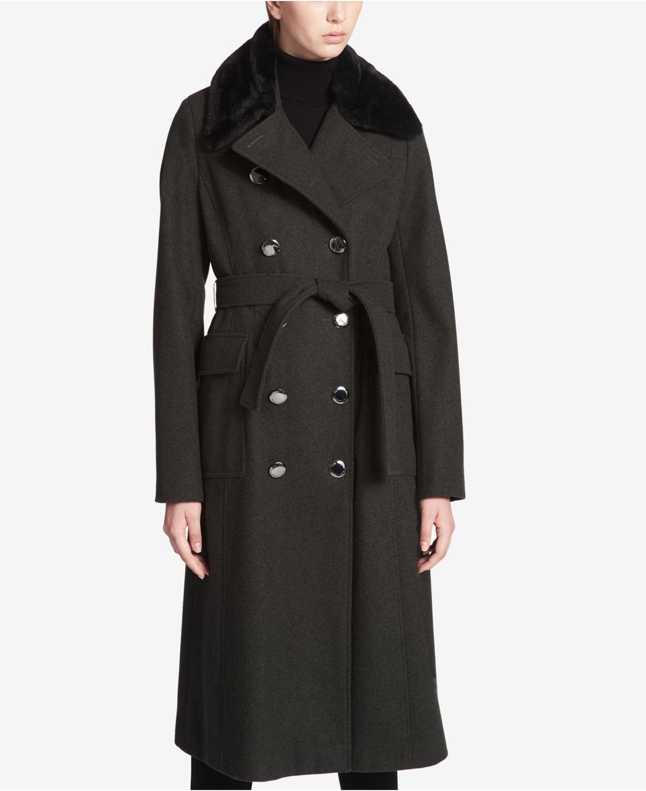 faux fur collar maxi coat