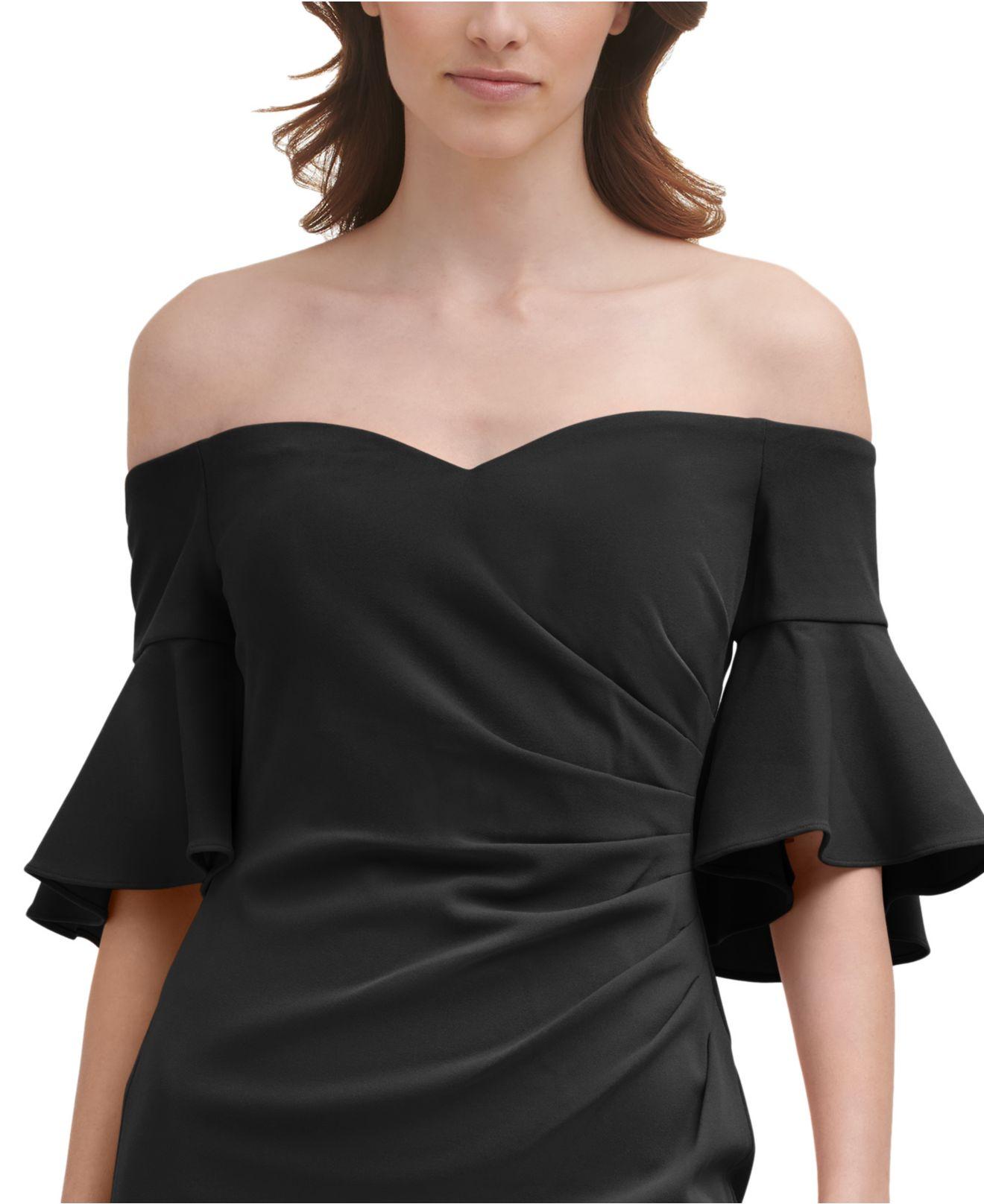 Calvin klein sales ruffle shoulder dress