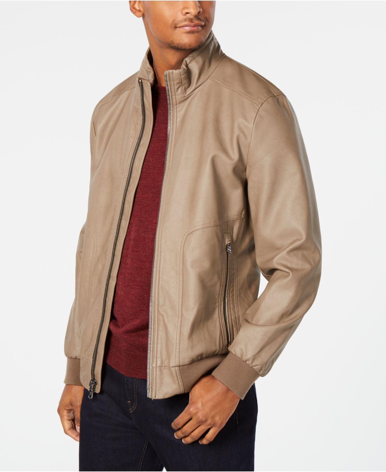 Lyst Calvin Klein Faux Leather Jacket In Brown For Men