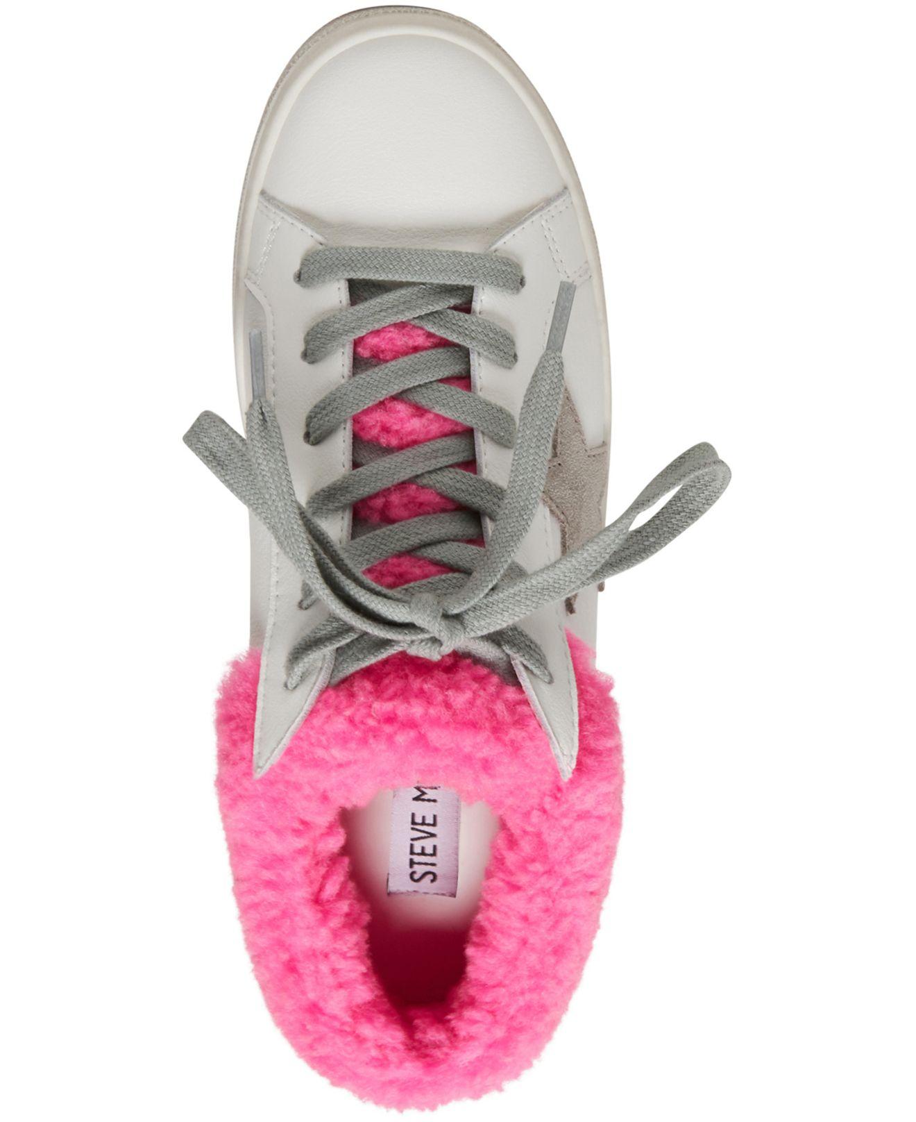Steve Madden Polaris Faux-fur Backless Sneakers in Pink | Lyst