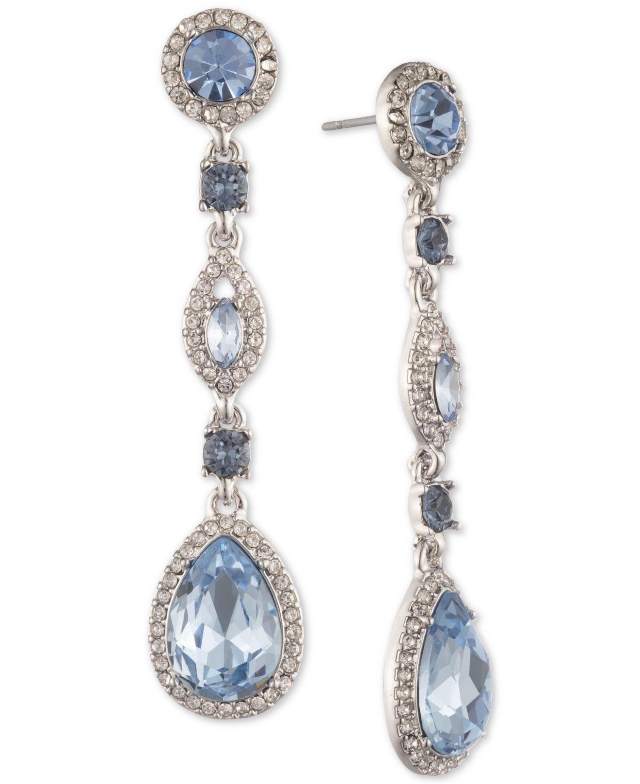 Givenchy Crystal Linear Drop Earrings in Blue Lyst