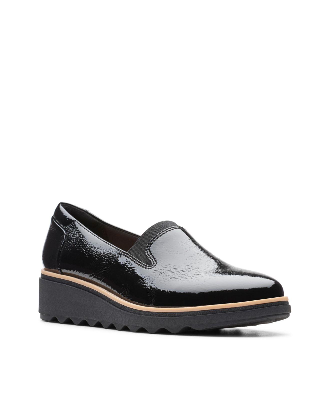 Clarks Suede Sharon Dolly Platform Loafers in Black Patent (Black) - Lyst