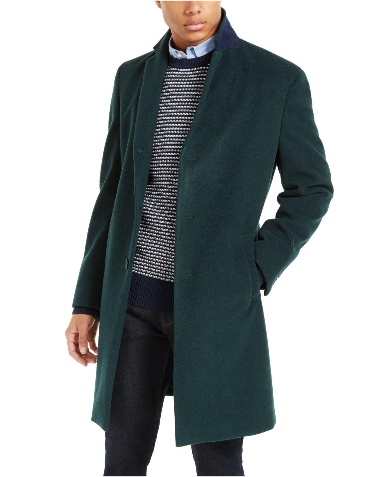 Tommy Hilfiger Addison Wool-blend Trim Fit Overcoat in Forest Green (Green)  for Men - Lyst