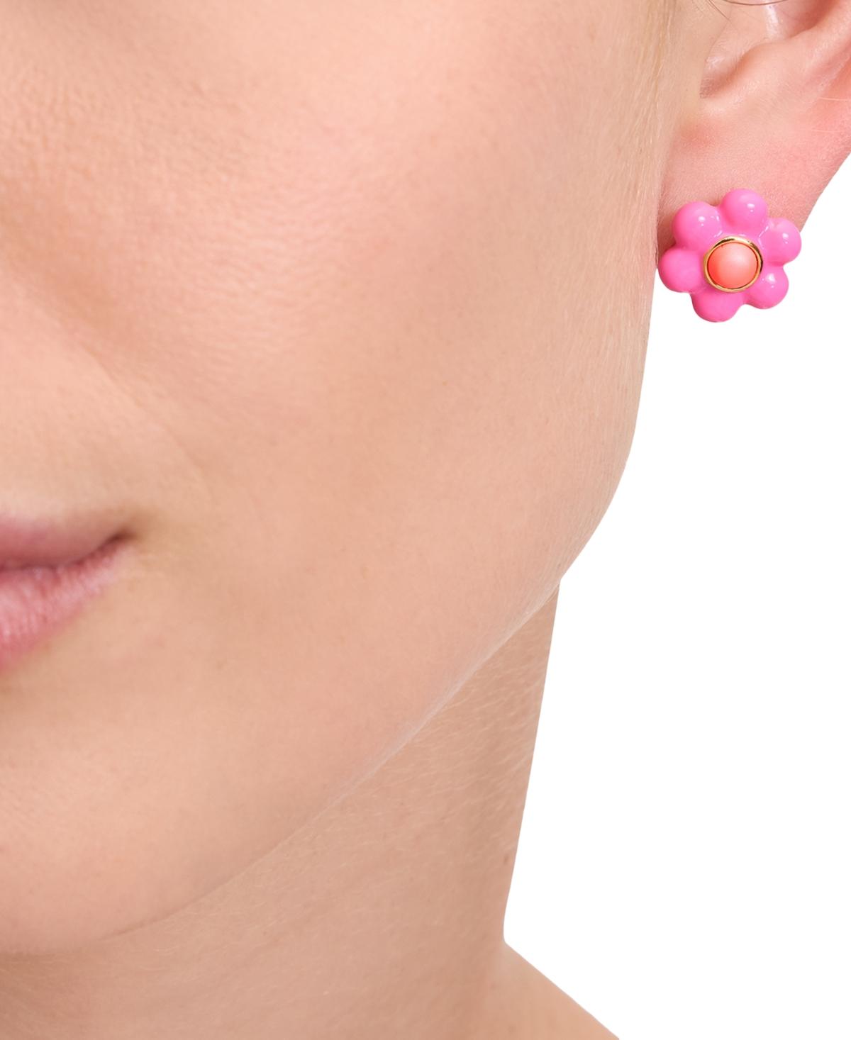 Kate Spade Gold-tone Petal Puff Floral Stud Earrings in Pink