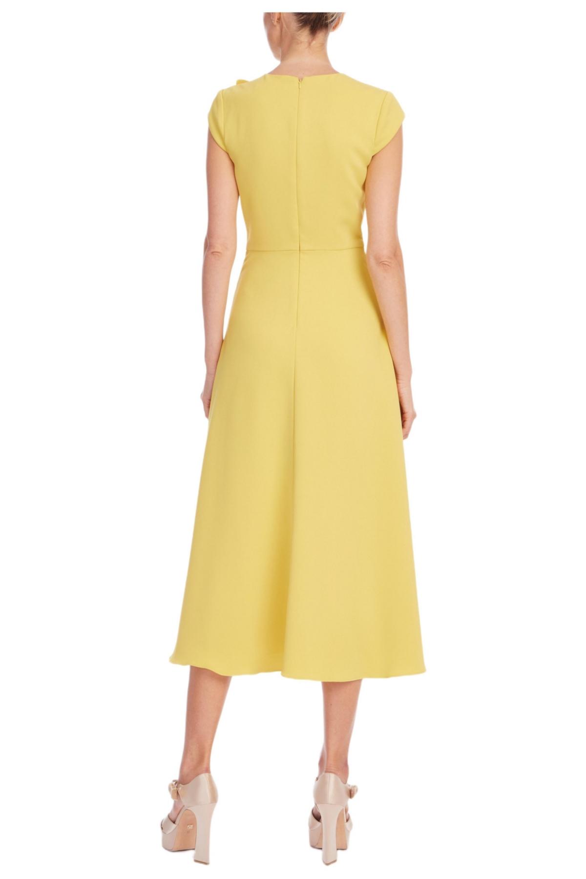 hally blue & white cotton pleated stripe dress Badgley Mischka Pleated Corsage A-line Midi Dress in Yellow