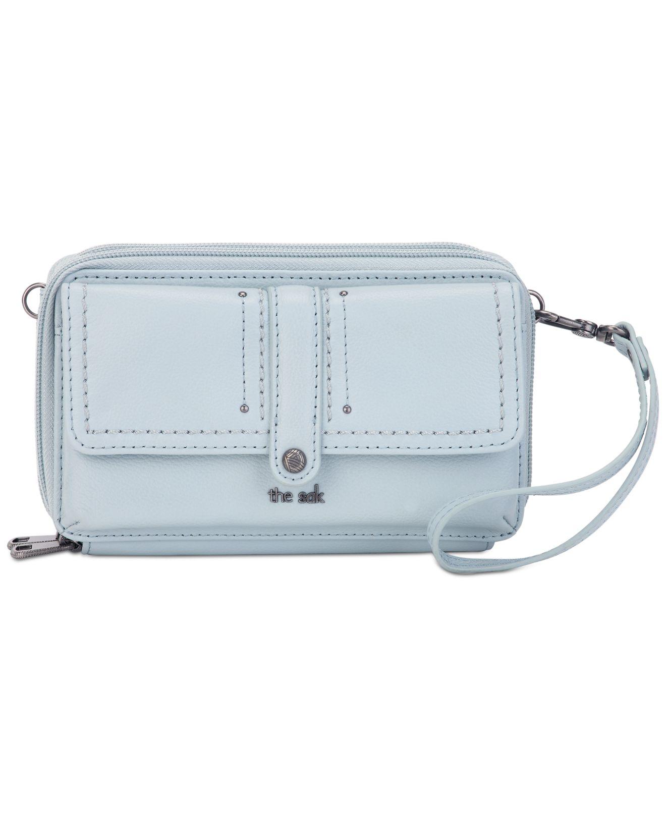 The Sak Sequoia Smartphone Leather Crossbody Wallet in Sky Blue (Blue