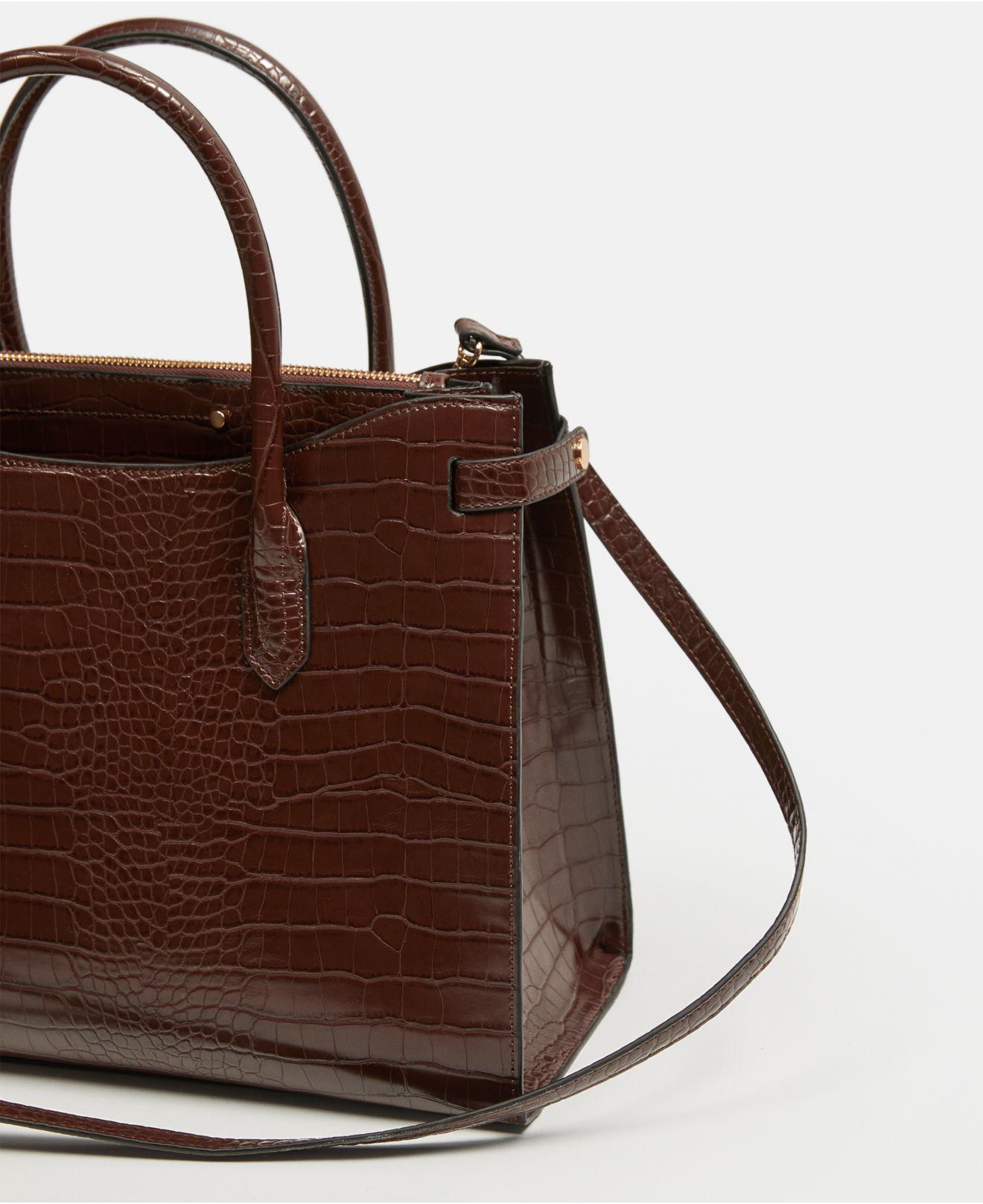 Mango Croc-effect Bag Chocolate in Brown | Lyst