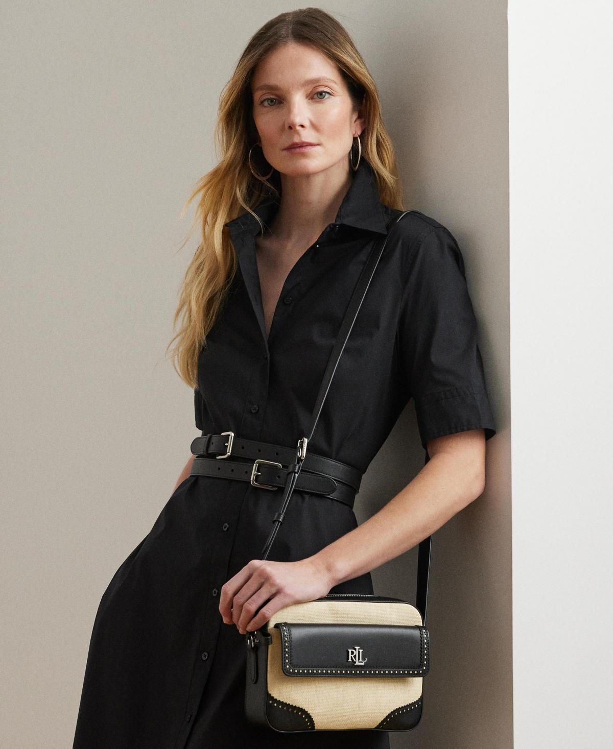 Ralph Lauren Straw Leather Small Marcy Camera Bag in Black Lyst