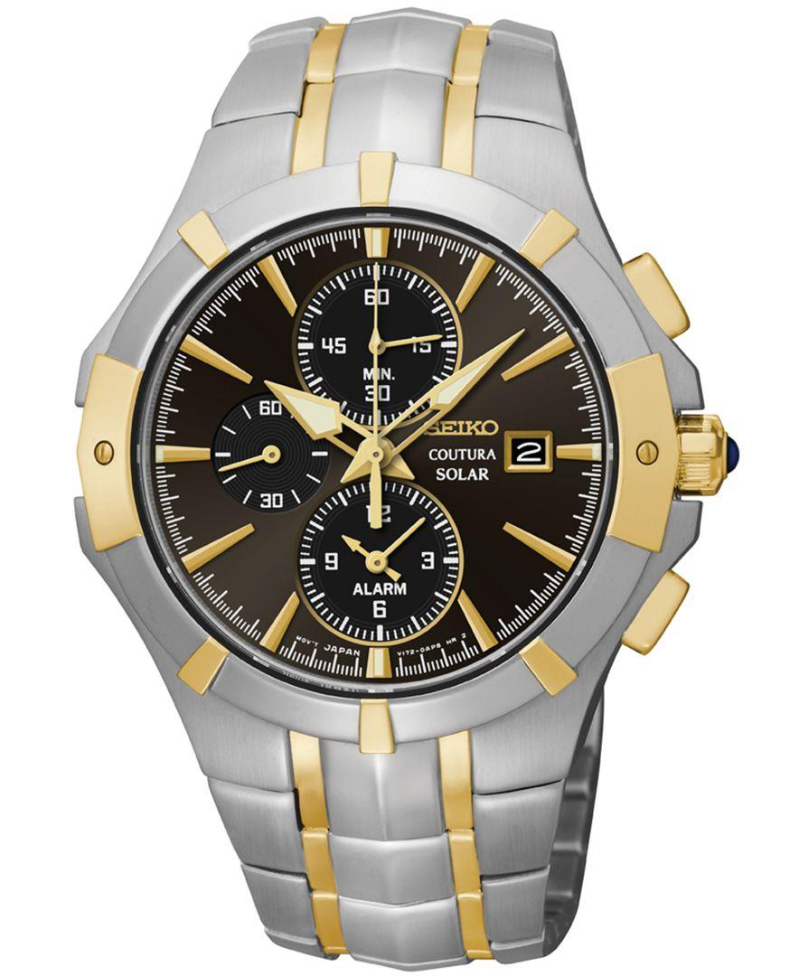 Seiko Men's Chronograph Coutura Solar Two-tone Stainless Steel Bracelet  Watch 41mm Ssc198 in Metallic for Men - Lyst
