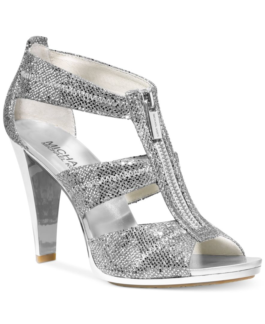 Michael kors Berkley Glitter Zip Sandal in Metallic | Lyst