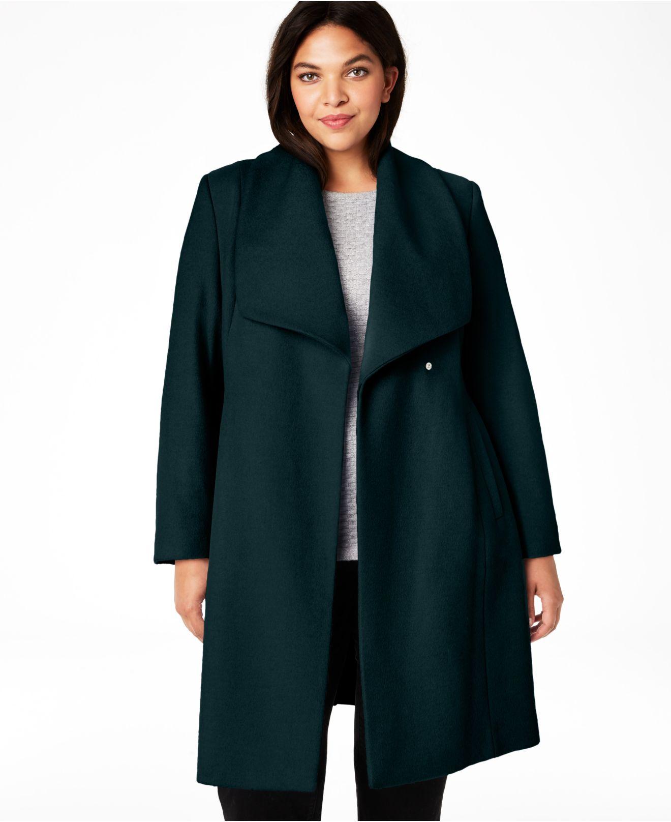 plus size belted wool coat