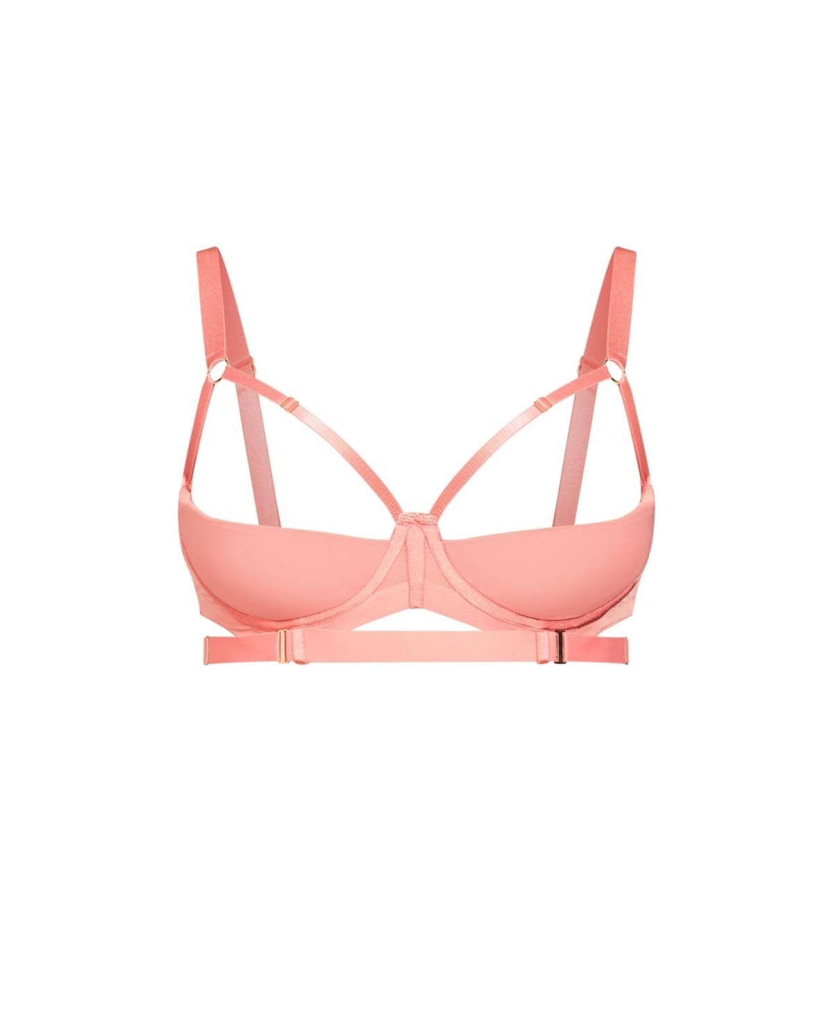 City Chic Plus Size Avril Quarter Cup Bra in Pink