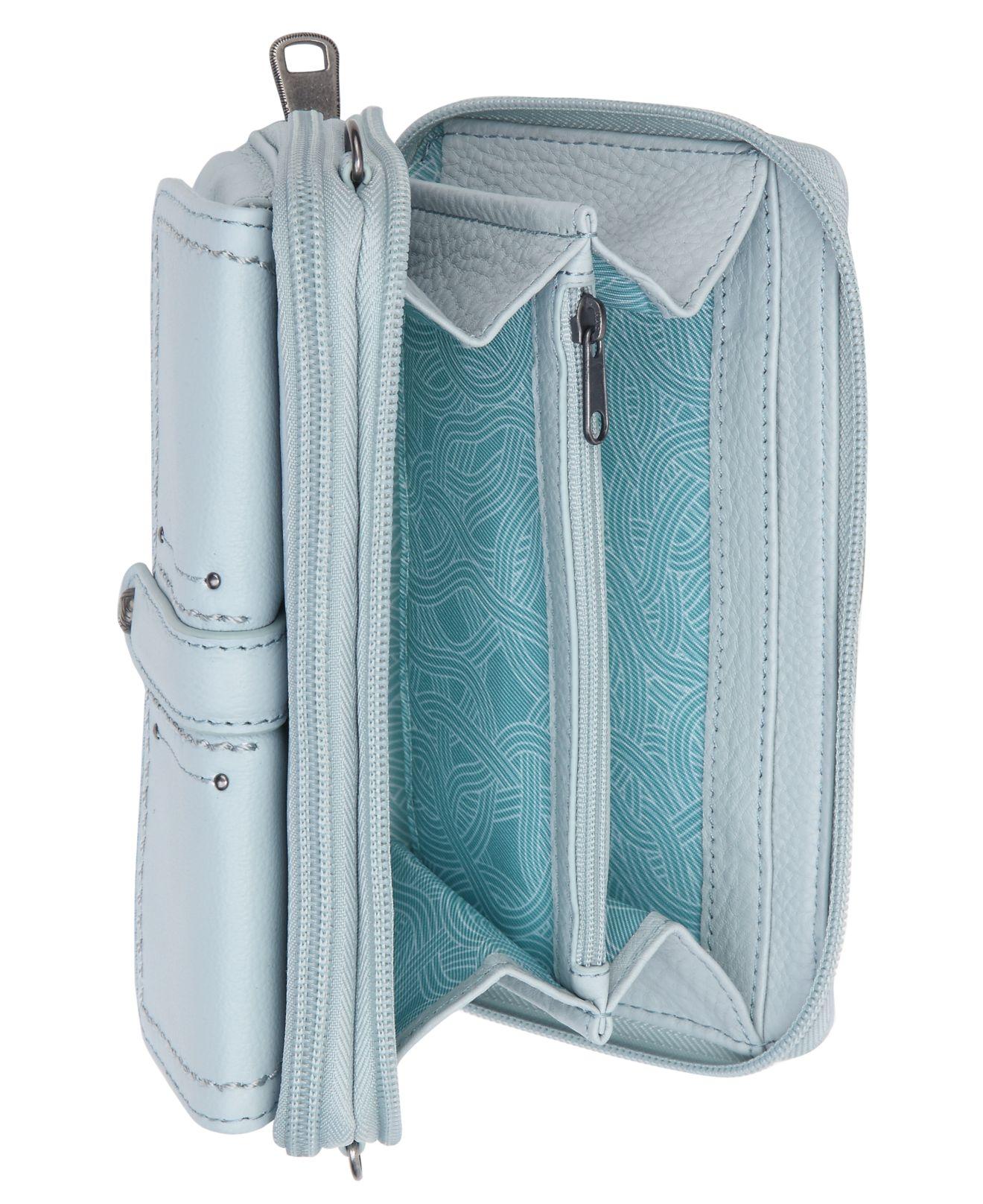 The Sak Sequoia Smartphone Leather Crossbody Wallet in Sky Blue (Blue