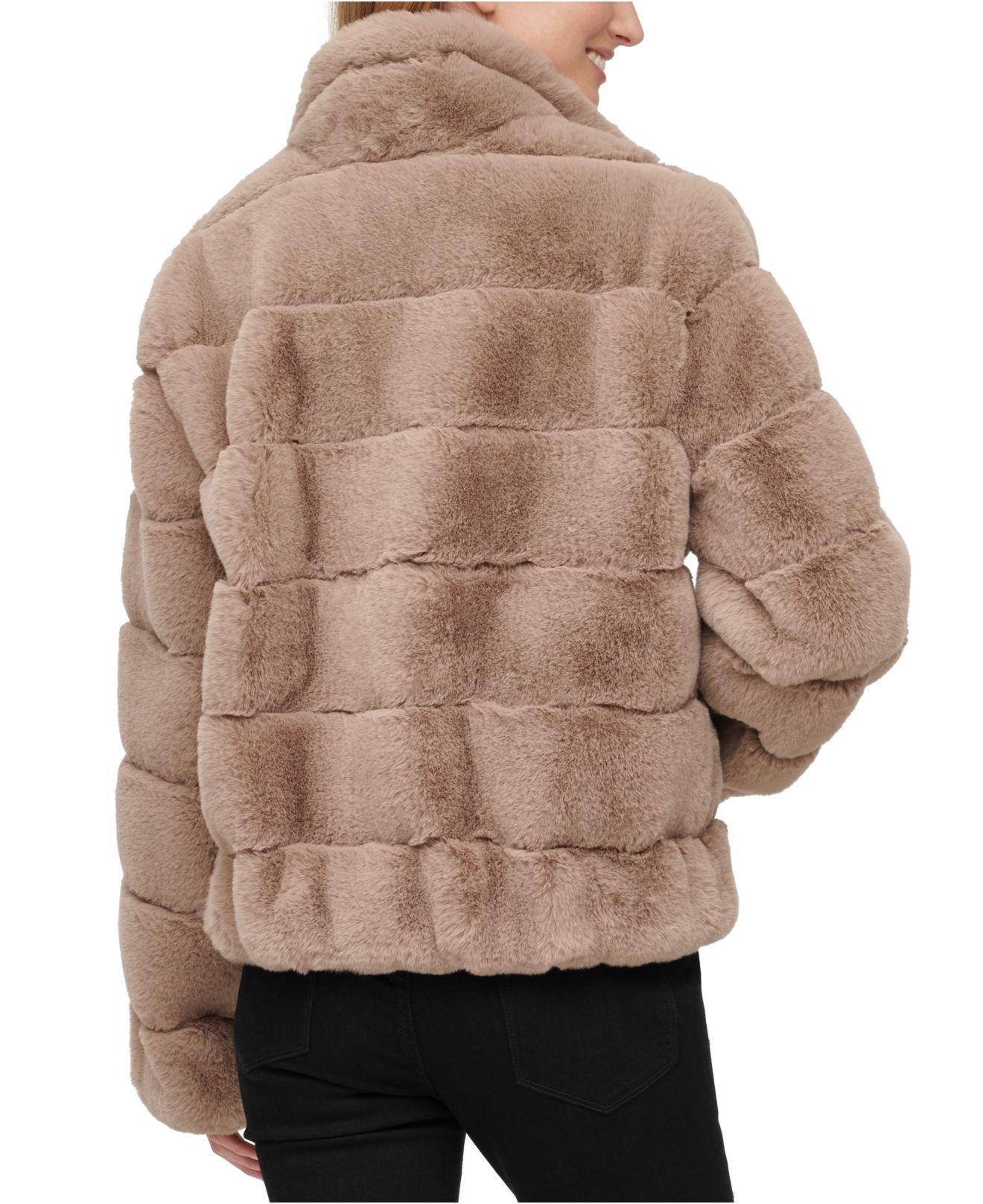 Calvin Klein Faux-fur Zip-front Coat - Lyst