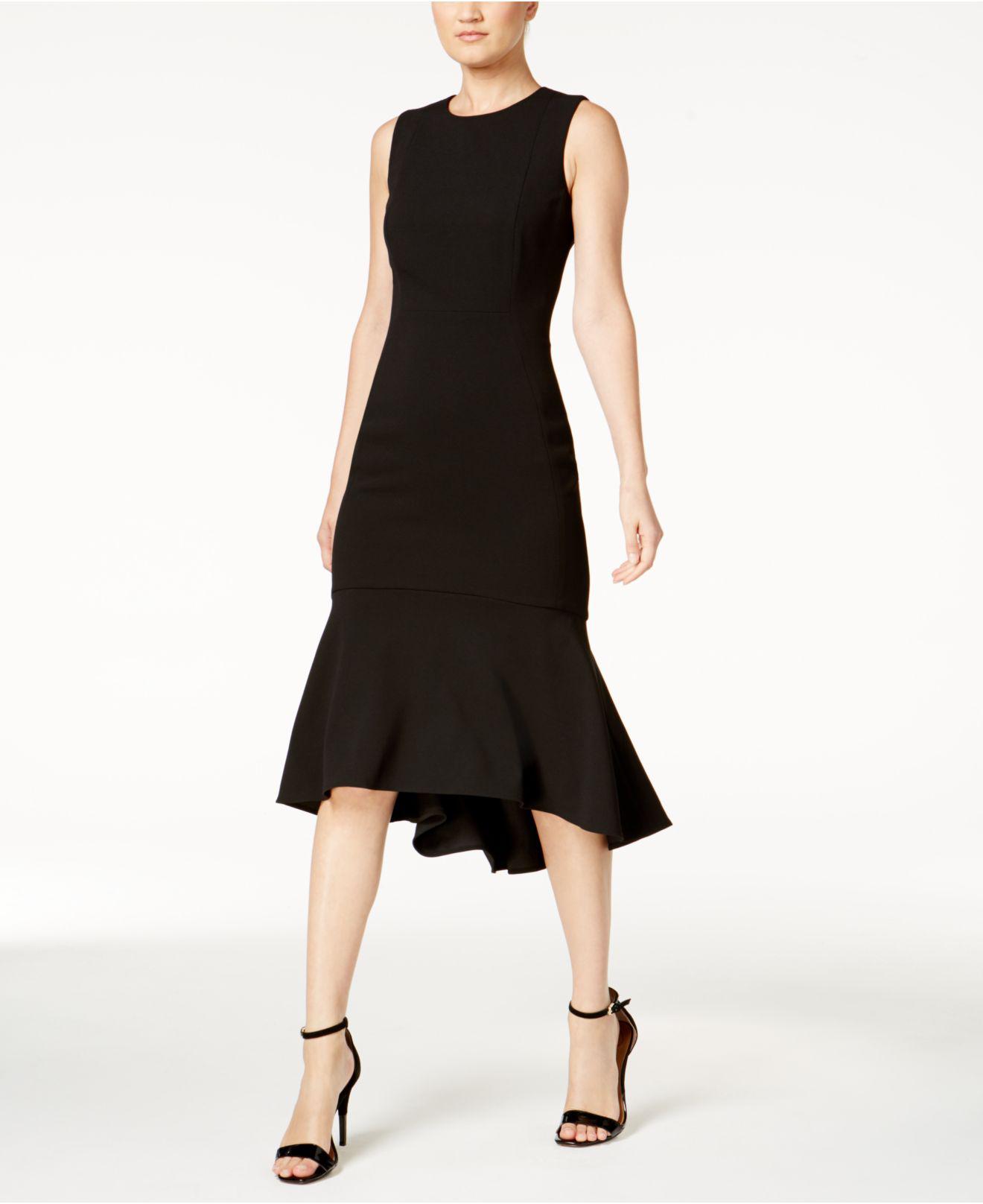 Calvin Klein Synthetic Ruffle Hem Midi Dress Cd9c15bj (black) Dress