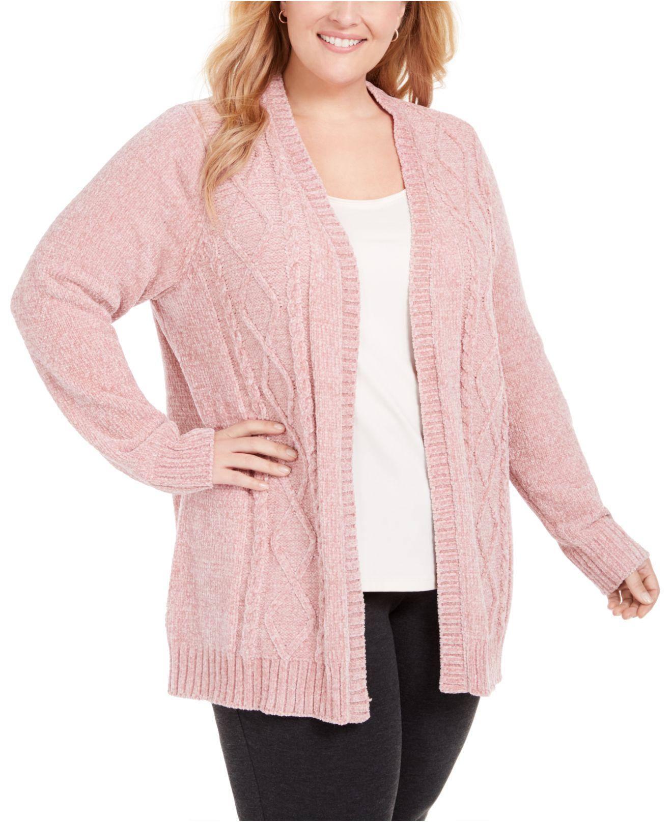 pink chenille cardigan