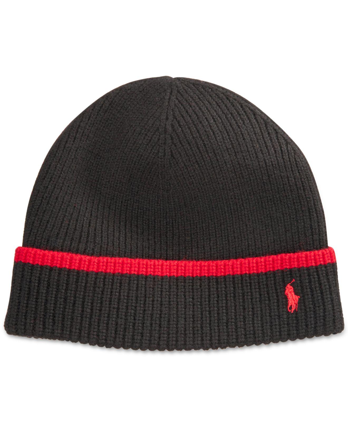 black and red polo hat