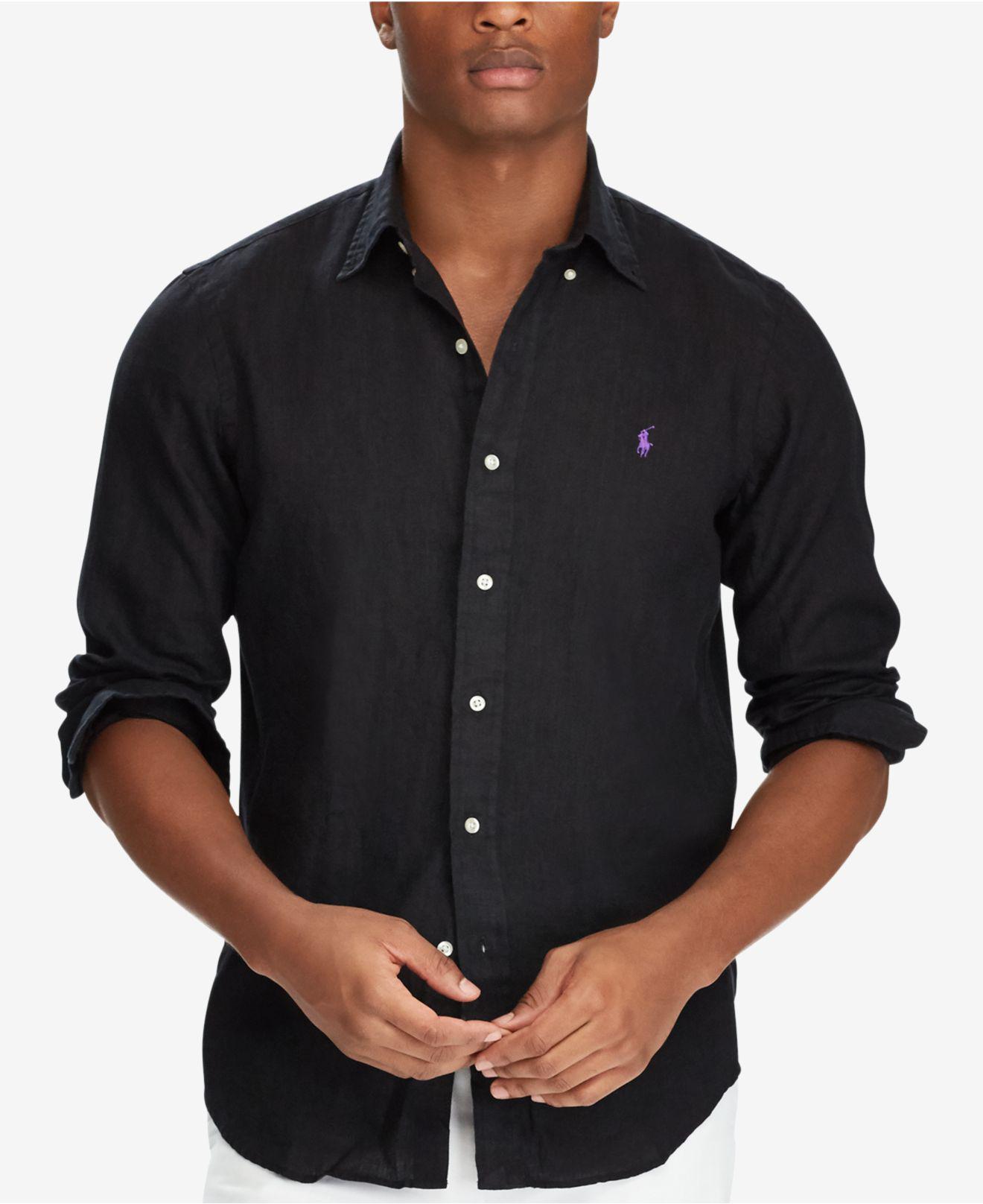Polo Ralph Lauren Men's Classic-fit Linen Shirt in Black for Men | Lyst