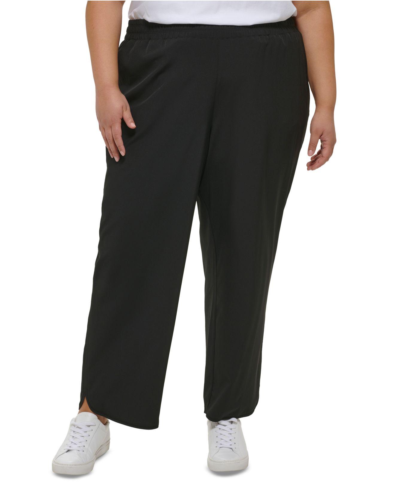 Calvin Klein Plus Size Smocked-waist Tulip-hem Pants in Black | Lyst