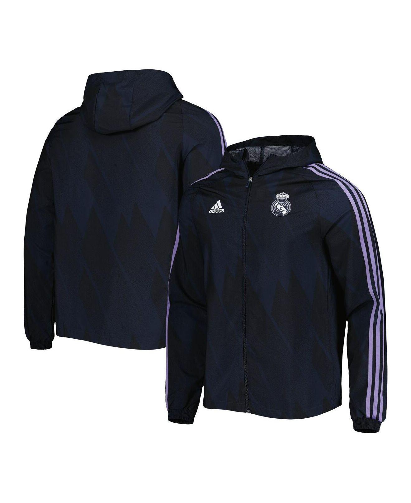 adidas Navy Real Madrid Dna Raglan Fullzip Hoodie Windbreaker Jacket in Blue for Men Lyst