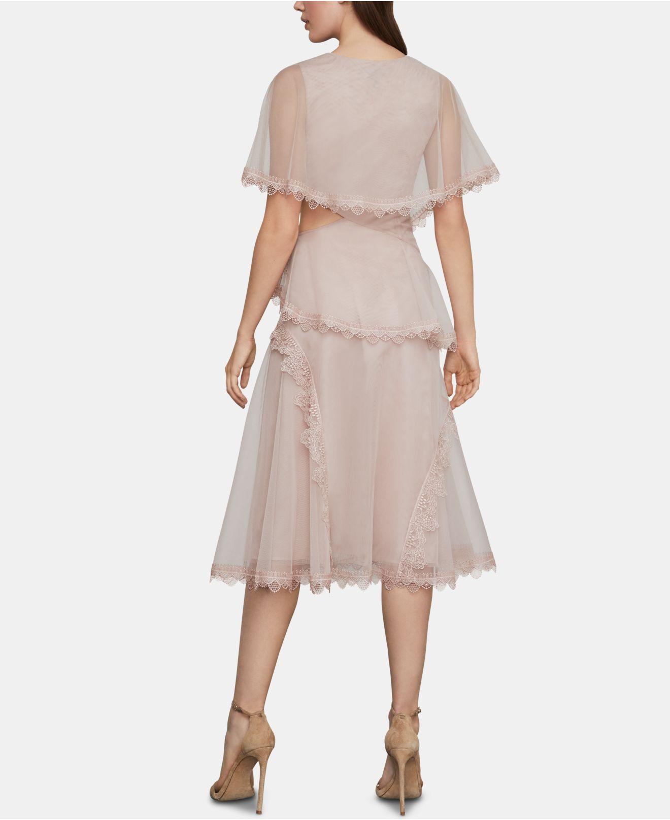 BCBGMAXAZRIA Tulle Caplet Cutout Dress 