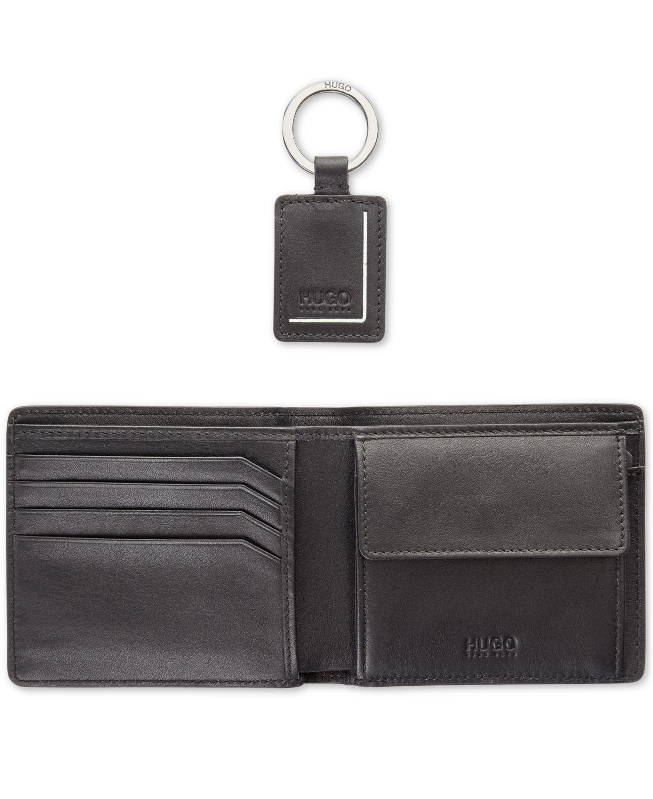 BOSS by HUGO BOSS Leather Wallet & Keychain Set in Black for Men | Lyst