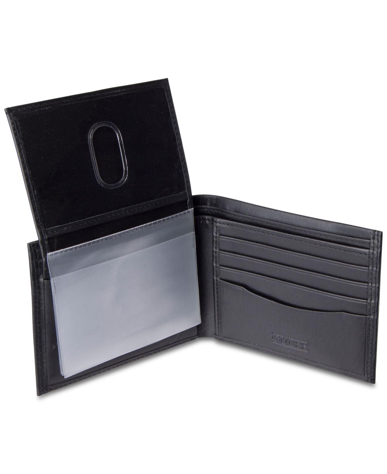 black leather guess wallet