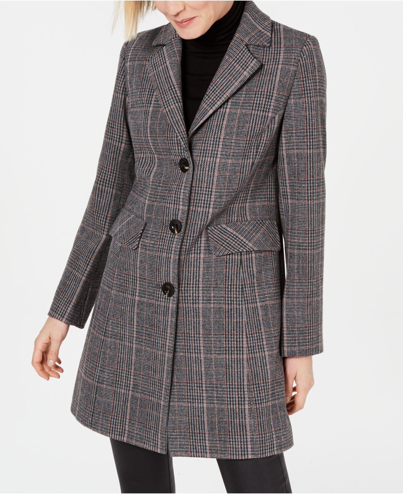INC International Concepts Synthetic Inc Plaid Walker Coat, Created For ...