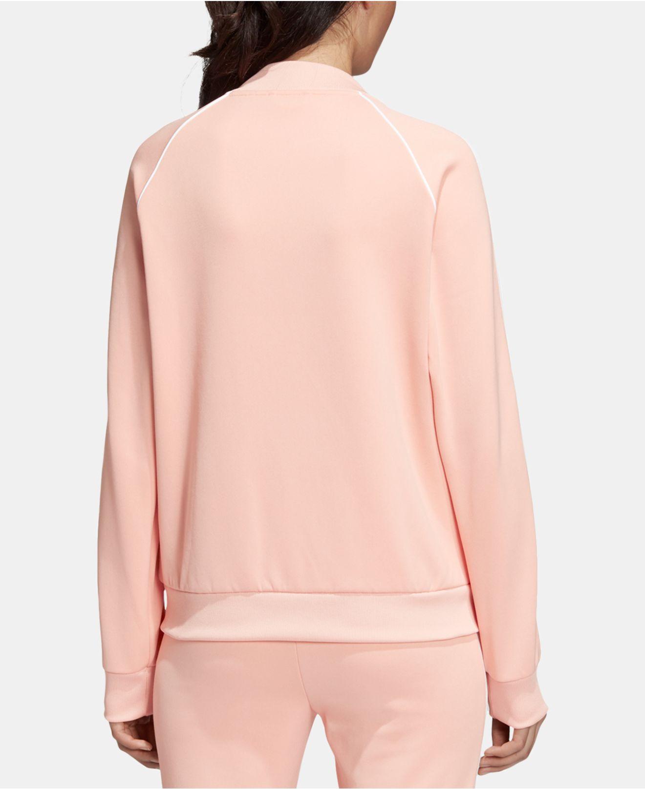 adidas originals adicolor three stripe track jacket in pink