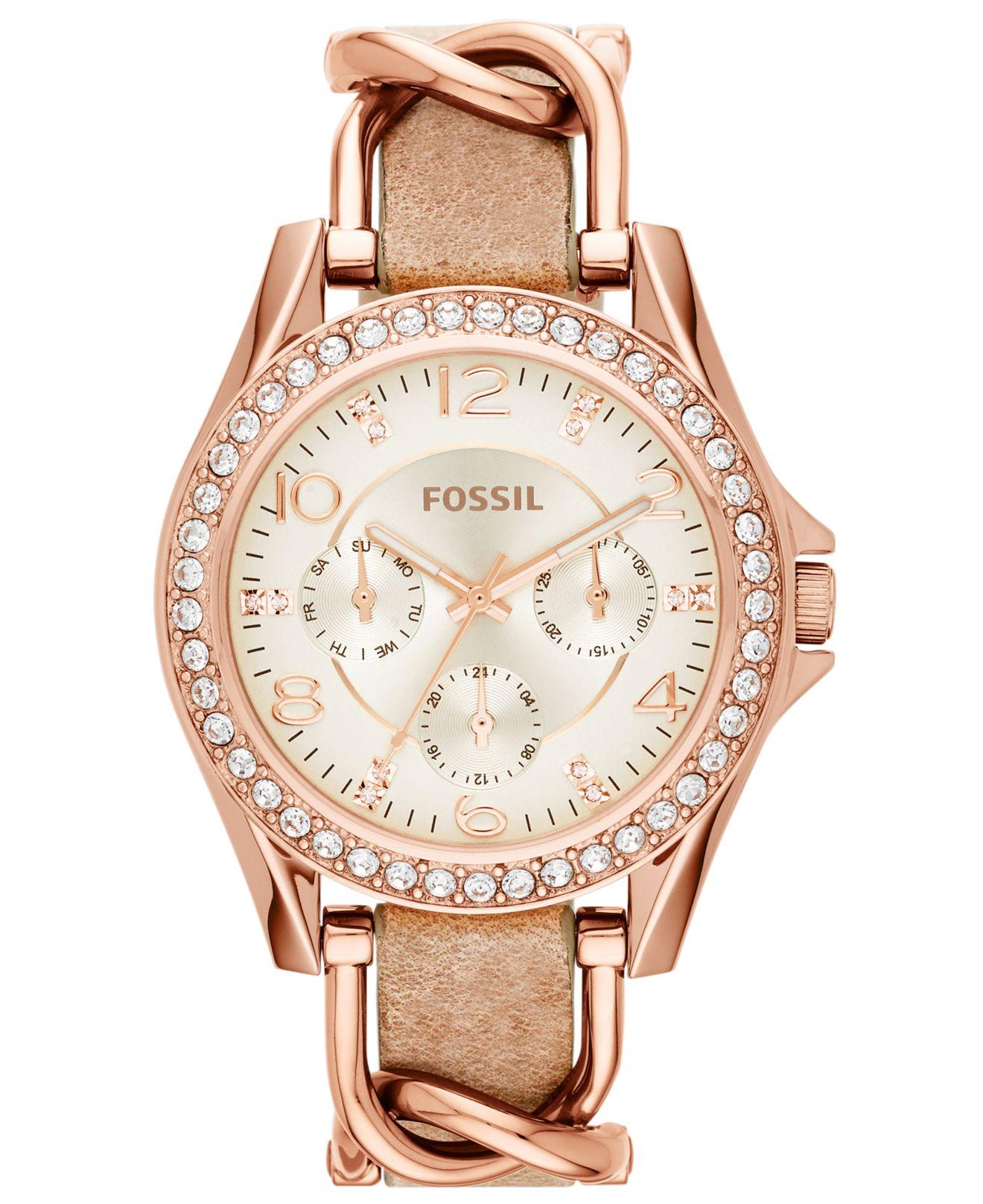 Fossil Riley Rose Gold-tone Chain And 