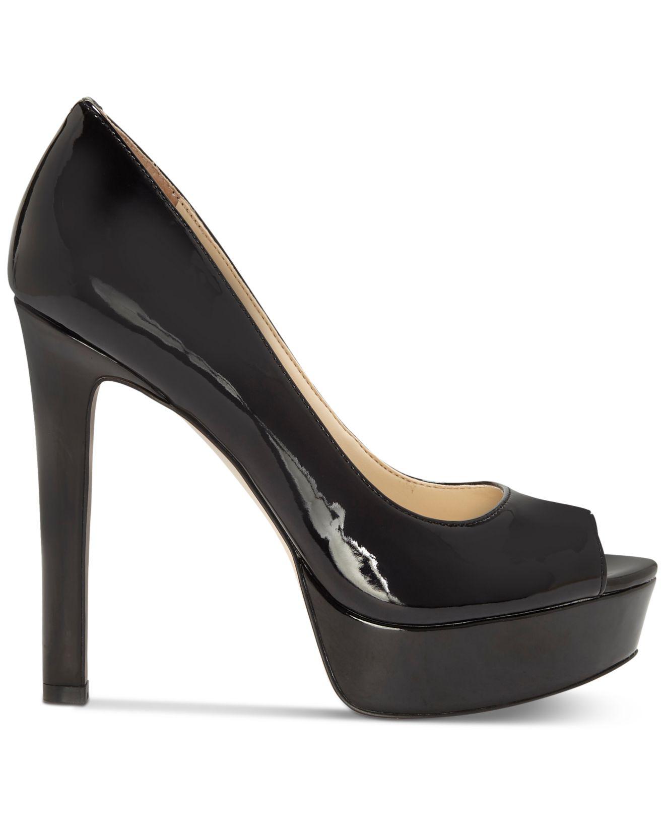 Jessica Simpson Bellena Peep Toe Platform Heels in Black | Lyst