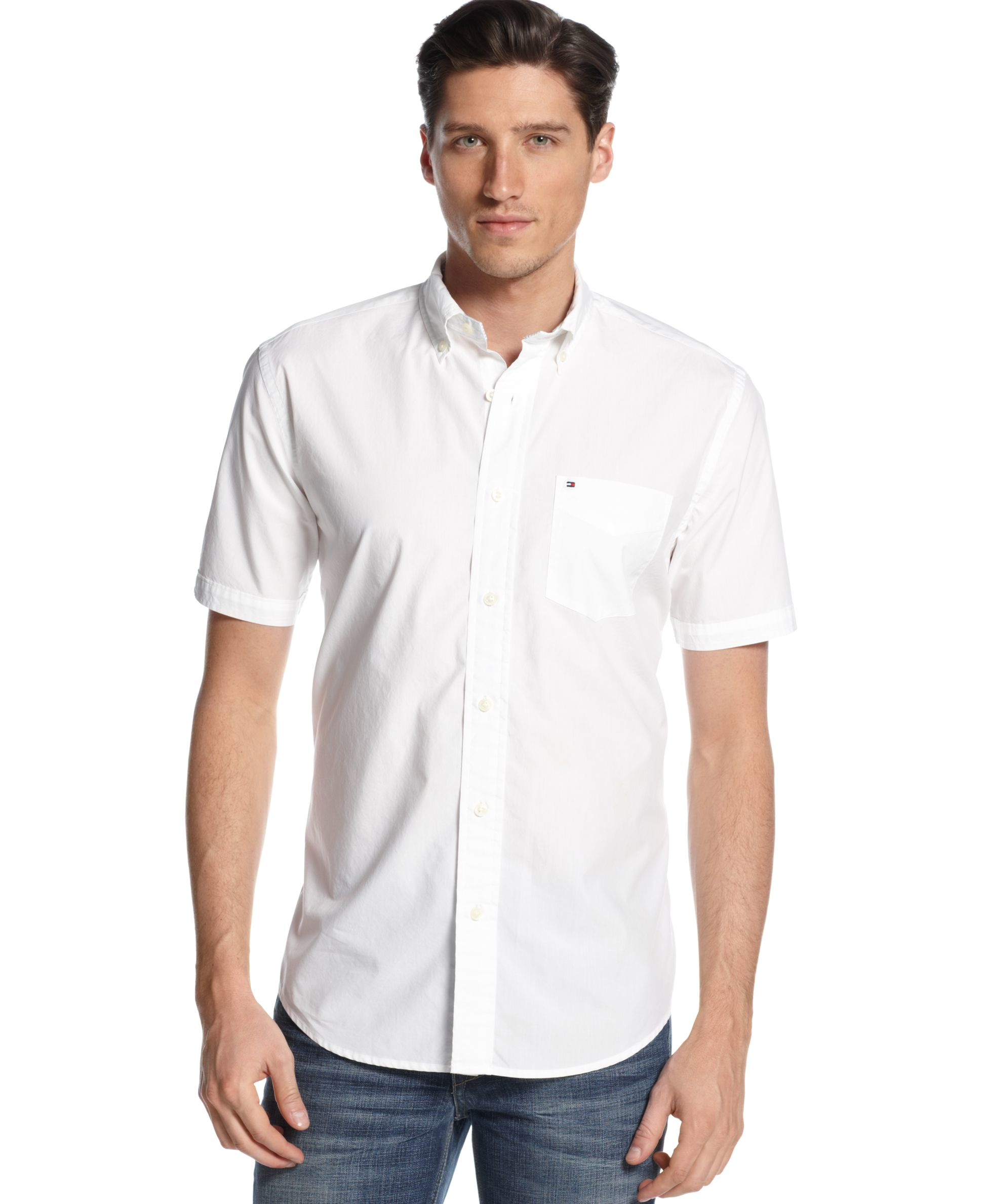 tommy hilfiger white short sleeve shirt