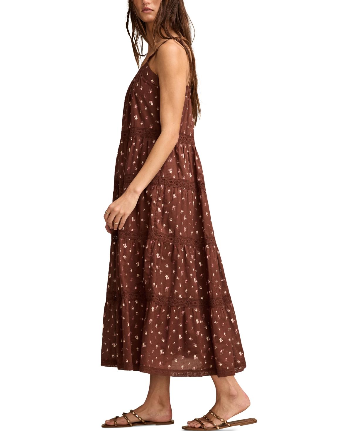 lucky brand brown dress Lucky Brand Embroidered Drop Waist Mini in French Roast, Size L