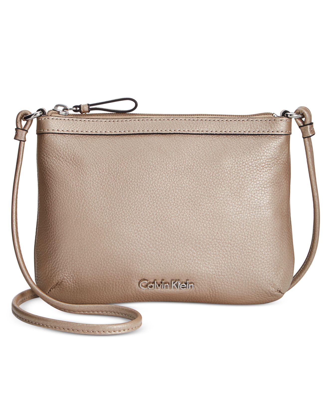 calvin klein pebble leather crossbody bag