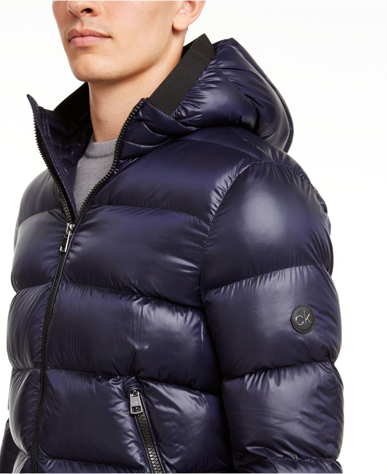Calvin Klein Synthetic Slimfit Hooded Water Resistant Down Jacket in