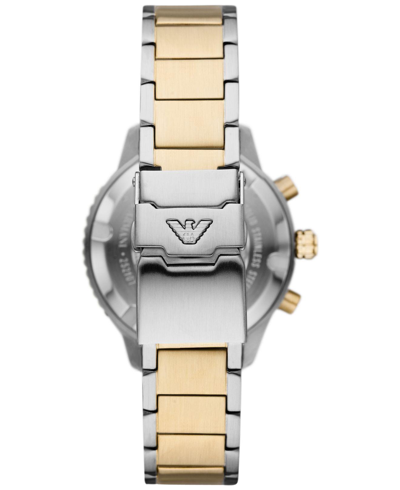 Emporio Armani Chronograph Two-tone Stainless Steel Bracelet Watch 43mm in  Metallic for Men | Lyst