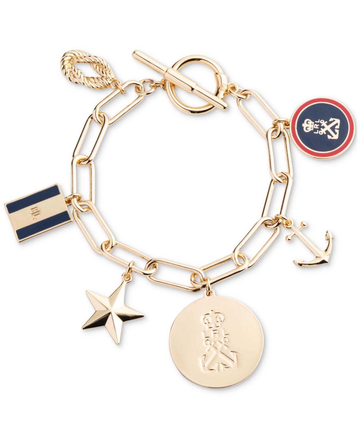 Ralph Lauren Gold tone Enamel Nautical Charm toggle Bracelet in Metallic Lyst
