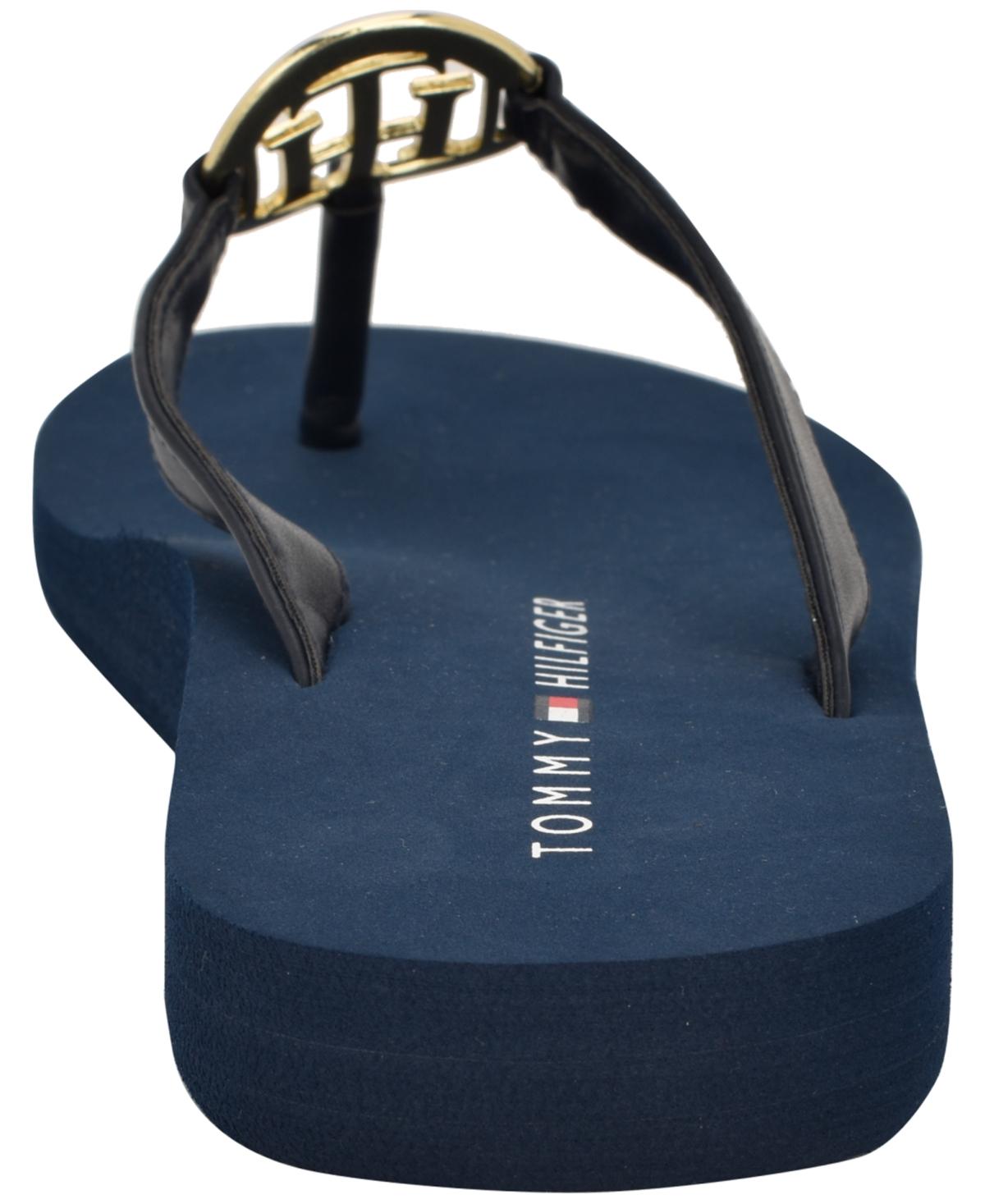?10xHP?Tommy Hilfiger Dre Navy Logo Flip Flops New NWT Tommy Hilfiger Navy Blue Patterned Thong Sandals  main image 4