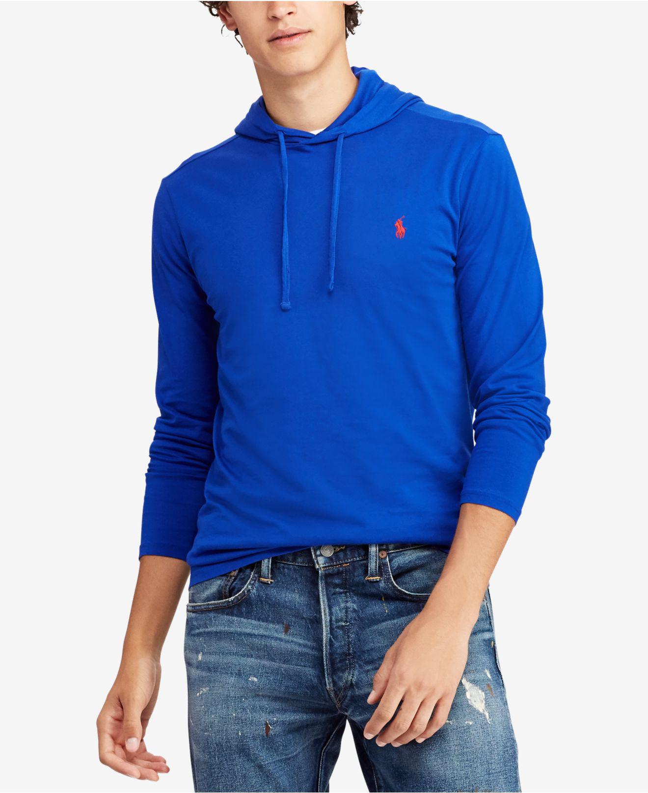 Lyst - Polo Ralph Lauren Hooded Long-sleeve T-shirt in Blue for Men ...