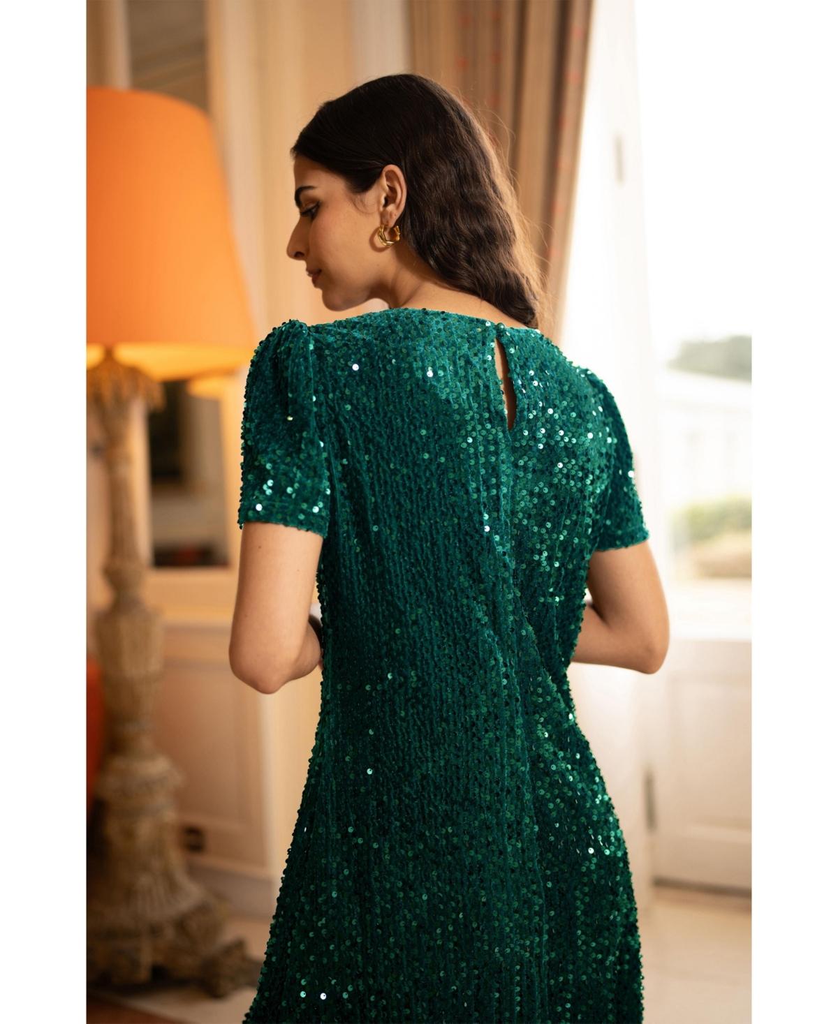 Yumi' Sequin Tunic Mini Dress in Green | Lyst