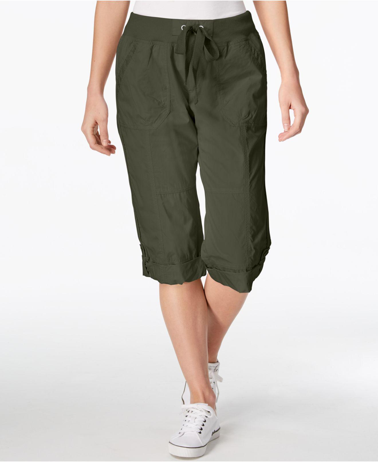 calvin klein performance poplin capri cargo pants