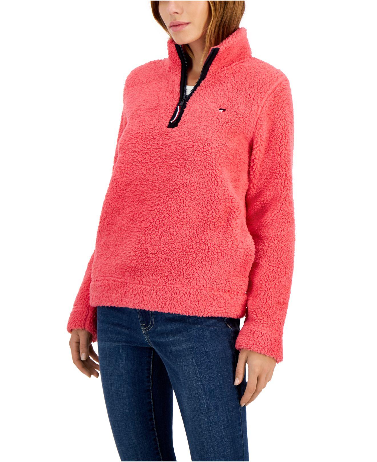Tommy Hilfiger Sherpa 1/4-zip Pullover Jacket in Red | Lyst