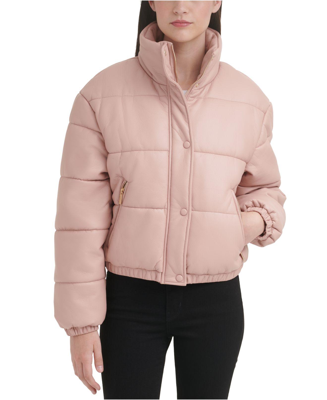 guess pink puffer jacket