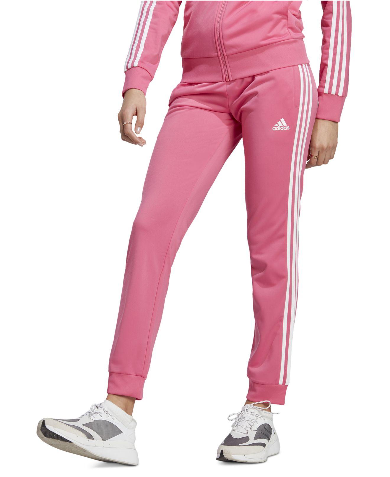 Adidas Track Pants Womens 2X Cream & Red Stripes Elastic Waist Workout Tonal